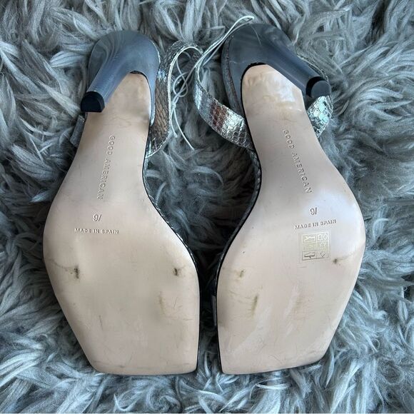 Good American silver square toe high heel sandals women's shoe size 9.5 - Picture 10 of 11